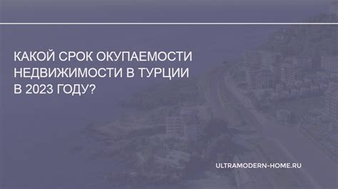 Какой срок окупаемости недвижимости в Турции в 2023 году?