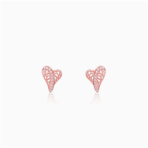 Rose Gold Heart Filigree Earrings – GIVA