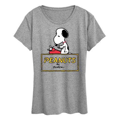Peanuts - Snoopy Typing - Women's Short Sleeve Graphic T-Shirt ...