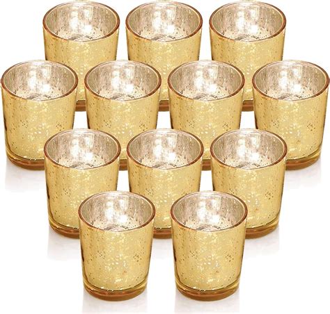 Amazon.com: 24pcs Assorted Gold Votive Candle Holders, Mercury Glass ...
