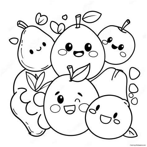 Cute Cartoon Fruits Coloring Page (62024-49106)