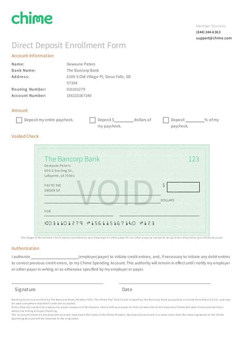 Chime Direct Deposit Form at Ida Whitford blog