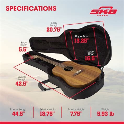 SKB Soft Case Travel Guitar Case for Dreadnought Acoustic Style Guitars ...