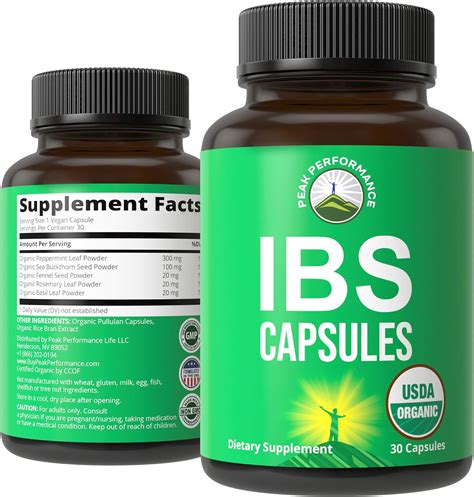 Amazon.com: USDA Organic IBS Capsules for Relief, Ingestion, Bloating, Gas. Irritable Bowel ...