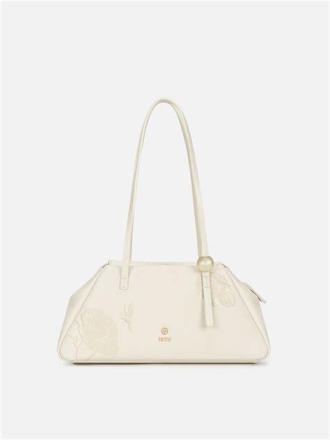 Emma Embossed Off-White Shoulder Bag | IRTH | House of Titan
