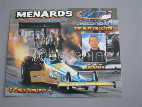 JACK BECKMAN MENARDS TOP FUEL DRAGSTER 8x10 NHRA DRAG RACING HANDOUT | eBay