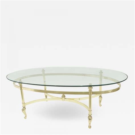 Contemporary Oval Brass and Glass Coffee Table
