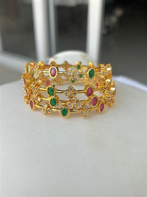 Multi Color simple flower bangles set of 2 – Yuvi_Collections
