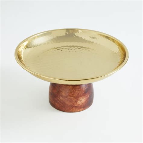 Buy Gold Rush Metal Hammered Decorative Platter with Wooden Base from ...