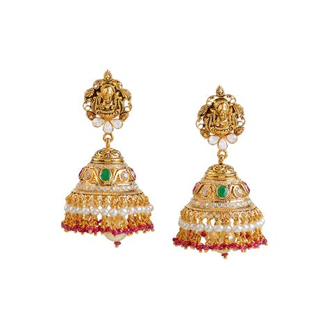 Buy 22k Gold CZ Combination Jhumka Online – Krishna Jewellers