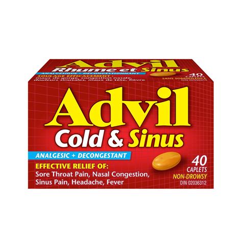 Advil Cold & Sinus Caplets With Fever Relief And Nasal Decongestant, 40 ...
