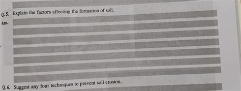 Explain the factors affecting the formation of soil. | Filo