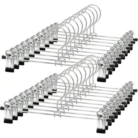 Pants Hangers With Clips, 20 Pack Skirt Hangers For Pant Shorts Jeans ...