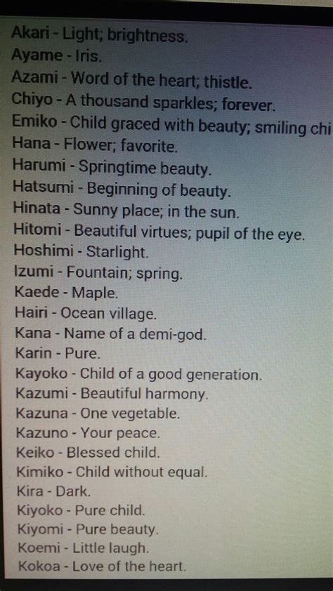 Japanese Girl Names and Meanings