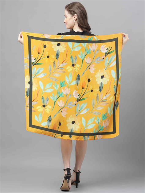 Yellow Floral Scarf & Scarf Bag Set