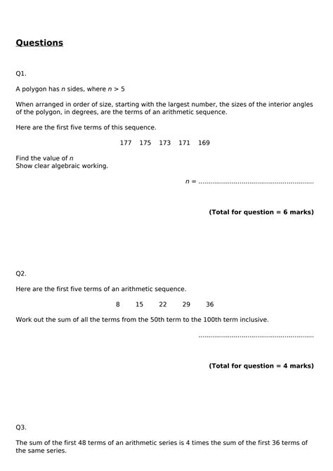 SOLUTION: HARDEST SEQUENCES QUESTIONS GCSE MATHS GRADE 9 - Studypool