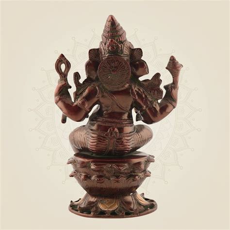 Colored Sitting Ganesha Brass Idol – Large Size Murti