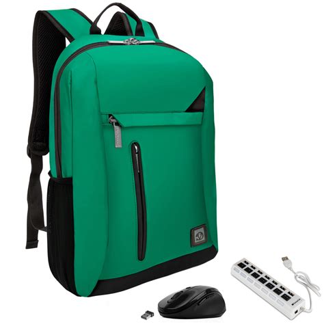Buy VanGoddy Jade Green Anti-Theft Laptop Backpack w/USB Hub & Mouse ...
