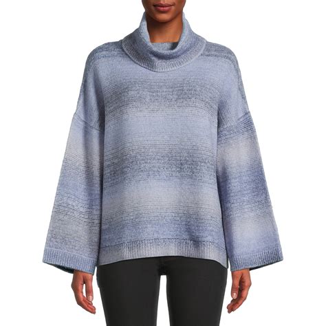 Time and Tru Women’s Ombre Cowl Neck Long Sleeve Sweater -Womens ...