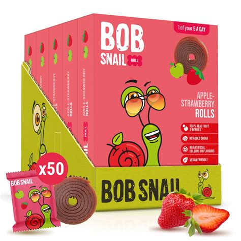 Bob Snail Healthy Snacks 50pcs, 500g - Fruit Roll with Strawberry - No ...