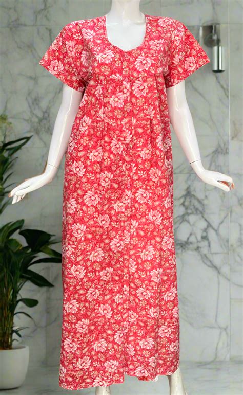 Candy Pink Garden Full Open Pure Cotton Nighty. Pure Cotton | Laces and ...