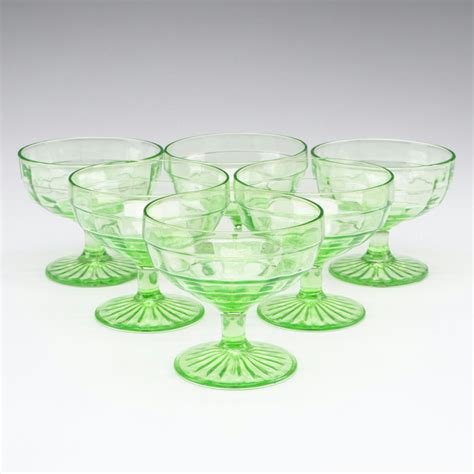 Anchor Hocking "Block Optic Green" Uranium Glass Dinnerware and ...