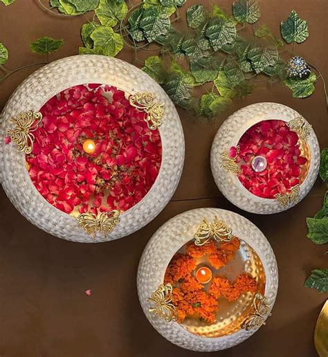 Handmade Decorative Urli Bowl Set with Butterfly Design, Traditional I ...