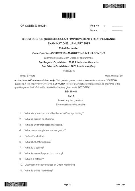 23104251 - Easy - QP CODE: 23104251 Reg No : ..................... Name