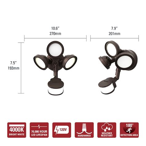 HALO TGS Floodlight 3000-Lumen 20-Watt Bronze Line Voltage Bright White ...