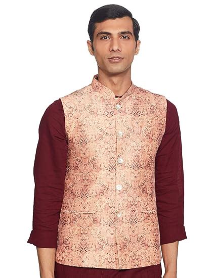 Buy Ethnix by Raymond Ethnix Mens Regular Fit Bundi (RTUA00271-EP_Peach ...