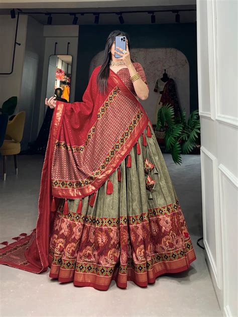 Kokila Tussar Silk Maroon Langa Voni / Half Saree Set | Shoppers Trend ...
