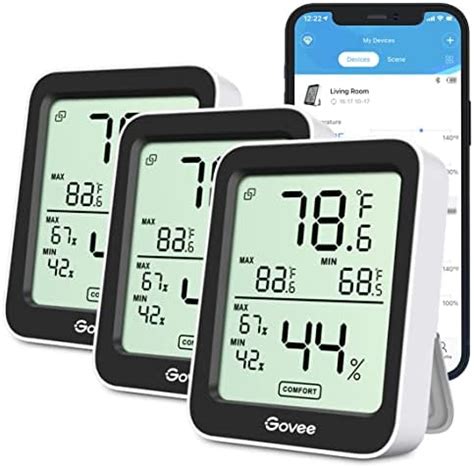 Govee Indoor Hygrometer Thermometer 3 Pack, Bluetooth Humidity ...