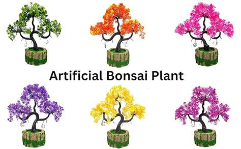 Buy Dekorly Artificial Plants with Green Wooden Pot Fake Bonsai Plants ...