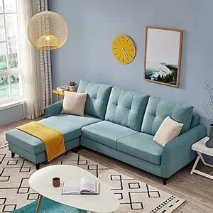 FURNY Asquel 4 Seater LHS L Shape Sofa Set (Blue) : Amazon.in: Home ...