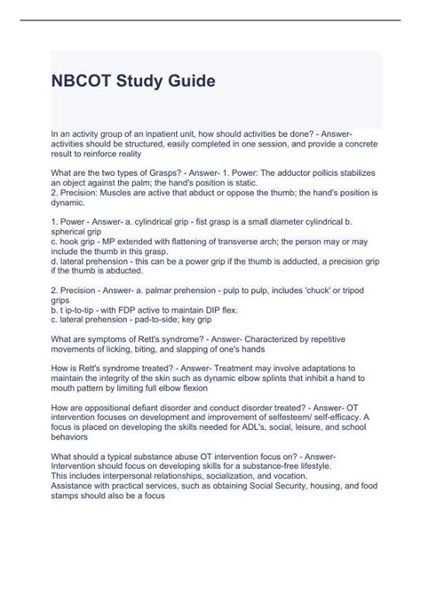 NBCOT Study Guide 2024 with complete solutions - NBCOT - Stuvia US
