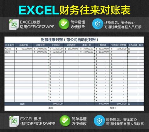 公司企业财务往来对账明细表Excel自动下载-编号16277221-记账表-我图网