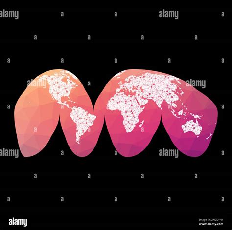 World network map. Goode's interrupted homolosine projection. Wired ...