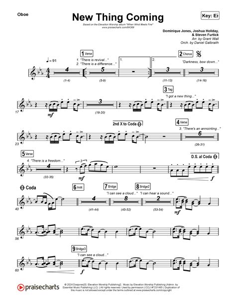 New Thing Coming Oboe Sheet Music PDF (Elevation Worship / Steven ...