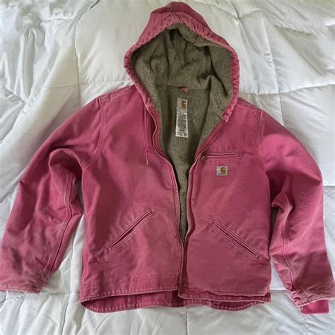PINK CARHARTT HOODED JACKET. Listed as a womens... - Depop | Cute ...