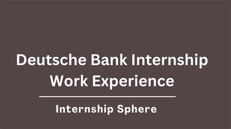 Deutsche Bank Internship 2026 Banking Corporation - Internship Sphere