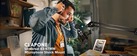 CLAPONE Microphone Shock Mount Mic Holder – Adjustable Cradle Clip for ...