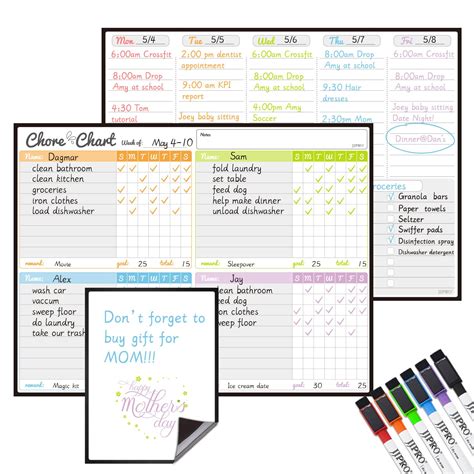 Buy Magnetic Dry Erase Chore Chart and Weekly Set for Fridge - Chore ...