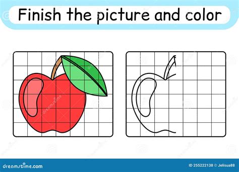 Complete the Picture Apple. Copy the Picture and Color. Finish the ...