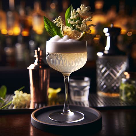 Elderflower Gin Cloud, Ethereal floral gin cocktail with champagne foam