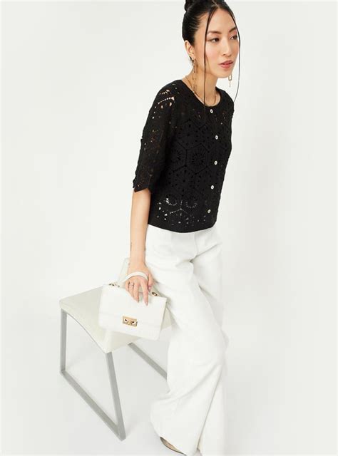 Buy Women Knit Round Neck Crochet Top Online at just Rs. 999.0 ...