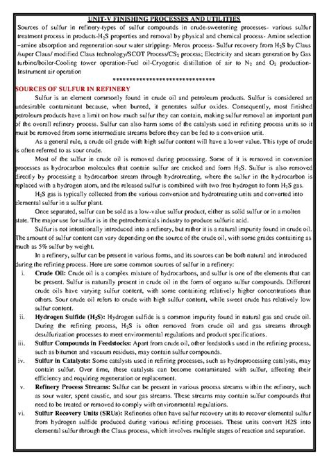 UNIT-I: Overview of Petroleum Refining & Petrochemicals Process (CHEM ...
