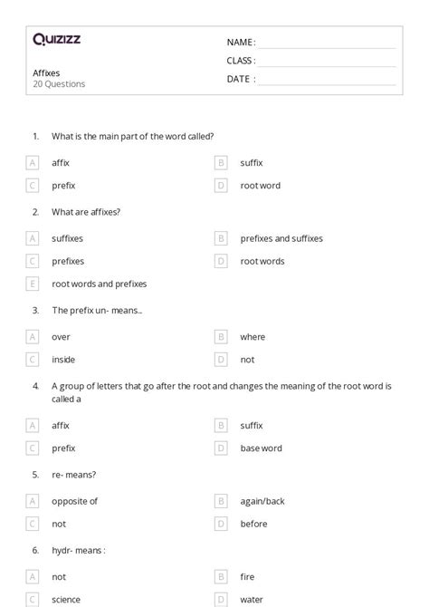 50+ Determining Meaning Using Roots, Prefixes, and Suffixes worksheets ...