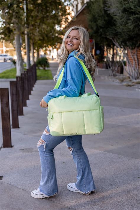 Lime Puffer Duffle Bag – Three Sisters Boutique