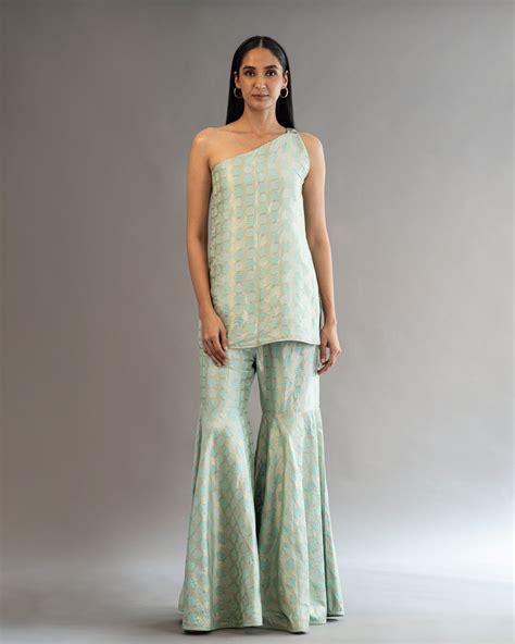 Buy Luxury Designer Pure Silk Sharara Suits Online at Shanti Banaras