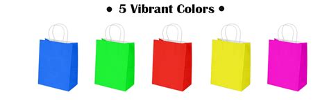 Aakriti Paper Gift Bags with Handles, Pack of 50 – 5 Vibrant Colors (10 ...